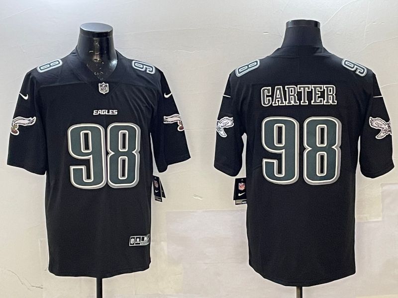 Men Philadelphia Eagles 98 Carter Black Fashion 2025 Nike Limited NFL Jersey style 1